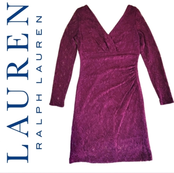 Lauren Ralph Lauren Dresses & Skirts - LAUREN Ralph Lauren V Neck Floral Lace Dress Sz 10